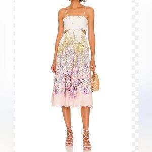 Zimmermann Jude Floral Scalloped A-Line Midi Dress